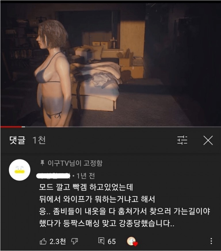 게임 하다가 와이프한테 등짝 맞은 이유