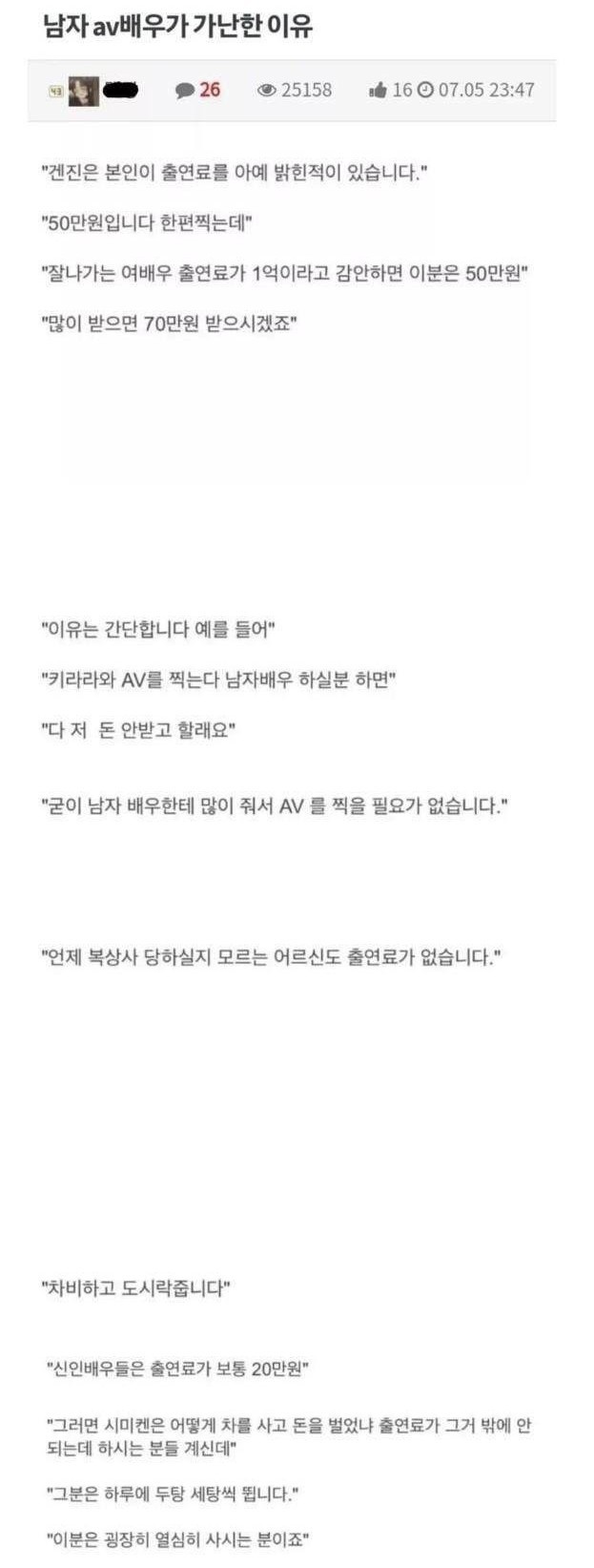 남자 야동 배우들이 가난한 이유