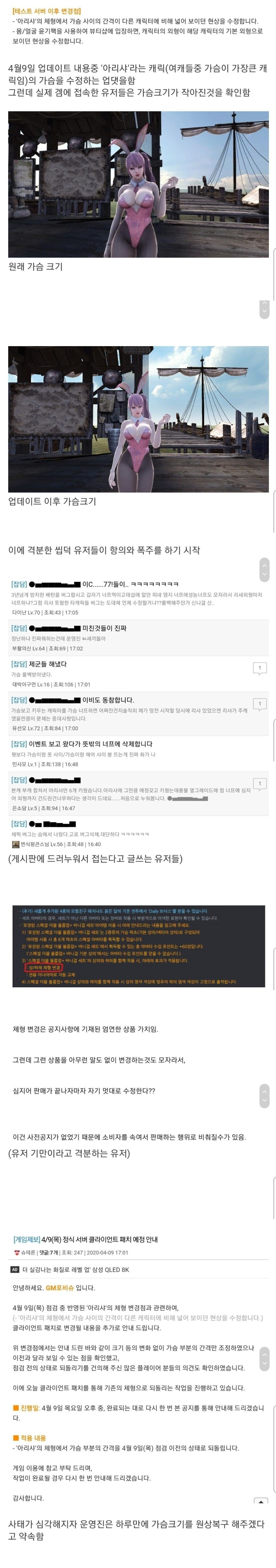 가슴 때문에 일어난 한국 게임사 사건