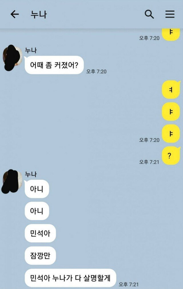 남친에게 보낼 걸 실수로 동생에게 보낸 카톡