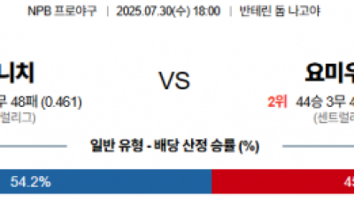 7월 30일 NPB 주니치 vs 요미우리