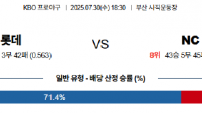7월 30일 KBO 롯데 vs NC