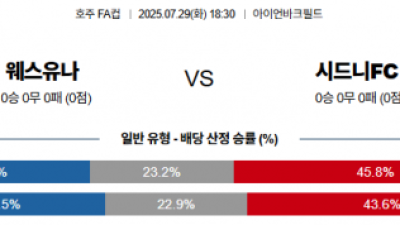 7월 29일 호주FA컵 웨스유나 vs 시드니FC