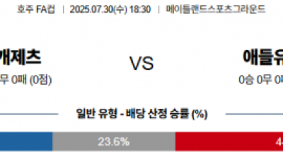 7월 30일 호주FA컵 뉴캐제츠 vs 애들유나