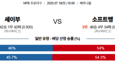 7월 19일 NPB 세이부 vs 소프트뱅
