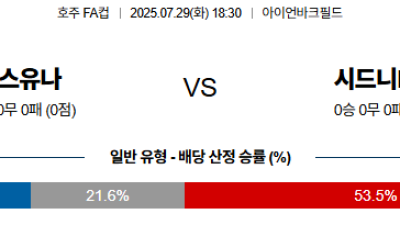 07월29일 웨스턴유나이티드:시드니FC 호주FFA 분석 및 예측 스포츠중계:스포츠무료중계