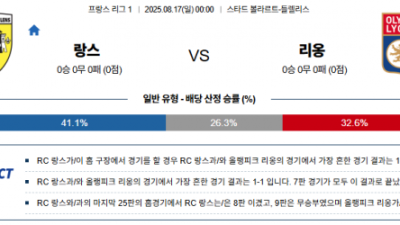 8월 17일 리그앙 랑스 vs 리옹