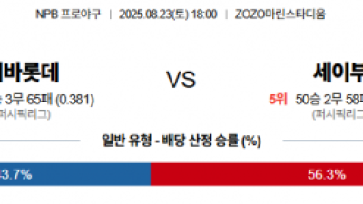 8월23일 NPB 지바롯데 vs 세이부