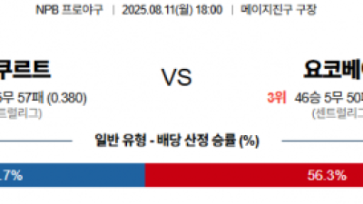 8월 11일 NPB 야쿠르트 vs 요코베이
