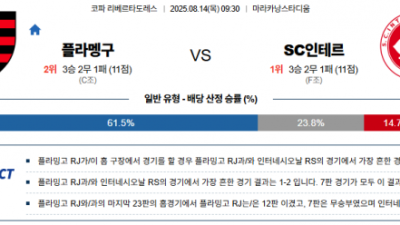8월 14일 코파리베르타도레 플라멩구 vs SC인테르