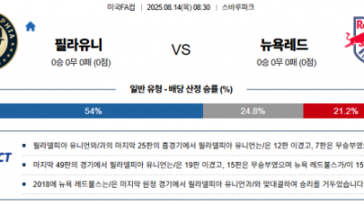 8월 14일 미국FA컵 필라유니 vs 뉴욕레드