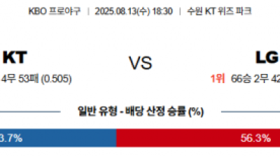 8월 13일 KBO KT vs LG