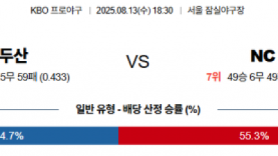 8월 13일 KBO 두산 vs NC