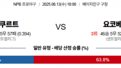 8월 13일 NPB 야쿠르트 vs 요코베이