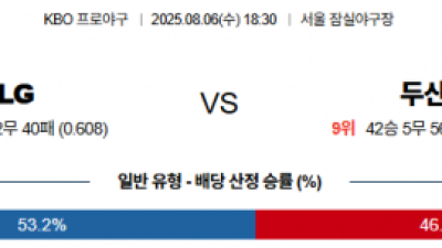 8월 6일 KBO LG vs 두산