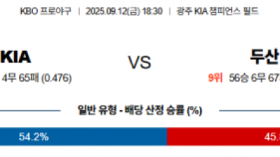 9월 12일 KBO KIA vs 두산