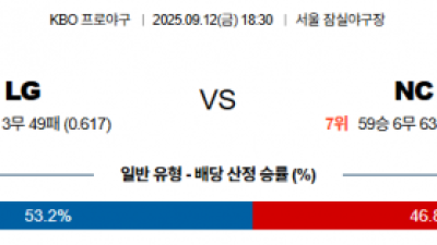 9월 12일 KBO LG vs NC