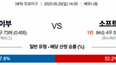9월 28일 NPB 세이부 vs 소프트뱅