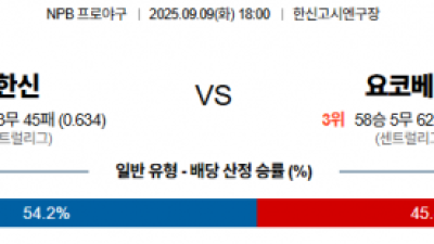 9월 9일 NPB 한신 vs 요코베이