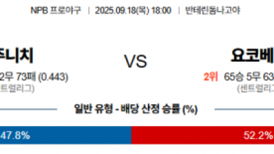 9월 18일 NPB 주니치 vs 요코베이