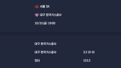 2025-10-31 [Korean Basketball League] 서울 SK VS 대구 한국가스공사 분석