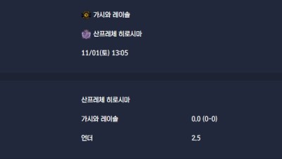 2025-11-01 [J.League Cup] 가시와 레이솔 VS 산프레체 히로시마 분석