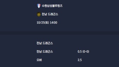 2025-10-25 [K2 League] 수원삼성블루윙즈 VS 전남 드래곤스 분석