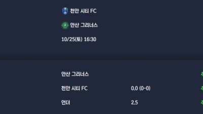 2025-10-25 [K2 League] 천안 시티 FC VS 안산 그리너스 분석