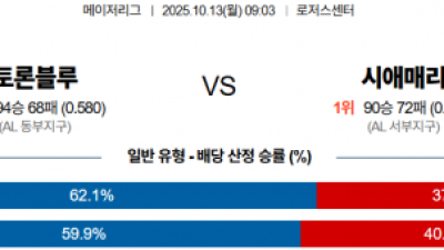 10월 13일 MLB 토론블루 vs 시애매리