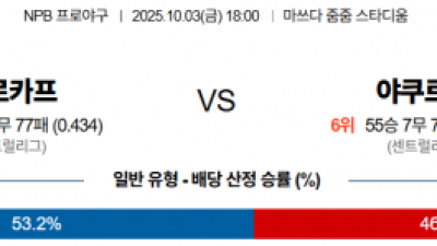 10월 3일 NPB 히로카프 vs 야쿠르트