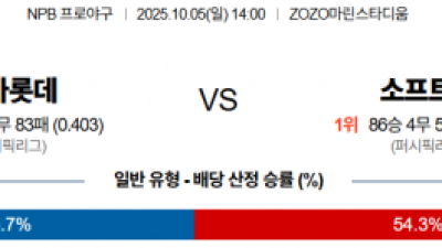 10월 5일 NPB 지바롯데 vs 소프트뱅크