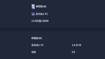 2025-11-02 [The Championship] 버밍엄시티 VS 포츠머스 FC 분석
