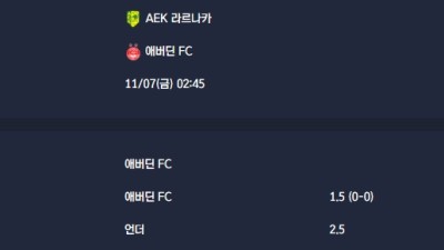 2025-11-07 [UEFA Conference League] AEK 라르나카 VS 애버딘 FC 분석