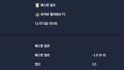 2025-11-07 [UEFA Europa League] 애스턴 빌라 VS 마카비 텔아비브 FC 분석