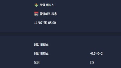 2025-11-07 [UEFA Europa League] 레알 베티스 VS 올랭피크 리옹 분석