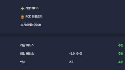 2025-11-03 [LaLiga] 레알 베티스 VS RCD 마요르카 분석