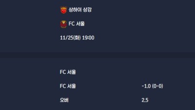 2025-11-25 [AFC Champions League Elite] 상하이 상강 VS FC 서울 분석