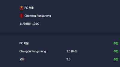 2025-11-04 [AFC Champions League Elite] FC 서울 VS Chengdu Rongcheng 분석