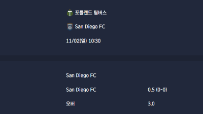 2025-11-02 [Major League Soccer] 포틀랜드 팀버스 VS San Diego FC 분석