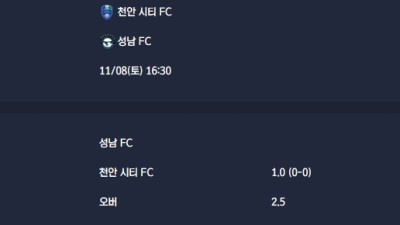 2025-11-08 [K2 League] 천안 시티 FC VS 성남 FC 분석
