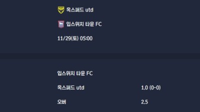 2025-11-29 [The Championship] 옥스퍼드 utd VS 입스위치 타운 FC 분석