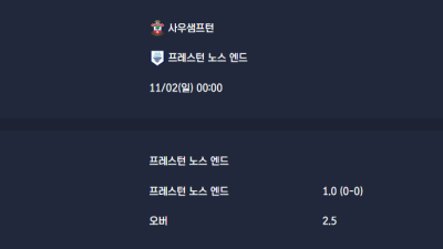 2025-11-02 [The Championship] 사우샘프턴 VS 프레스턴 노스 엔드 분석