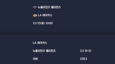 2025-11-15 [NBA] 뉴올리언즈 펠리컨즈 VS LA 레이커스 분석