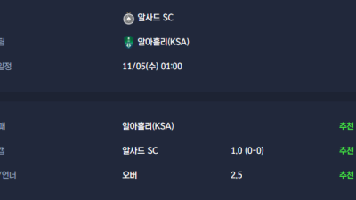 2025-11-05 [AFC Champions League Elite] 알사드 SC VS 알아흘리(KSA) 분석