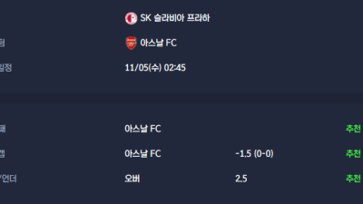 2025-11-05 [UEFA Champions League] SK 슬라비아 프라하 VS 아스날 FC 분석