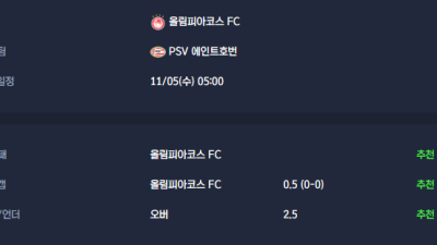 2025-11-05 [UEFA Champions League] 올림피아코스 FC VS PSV 에인트호번 분석