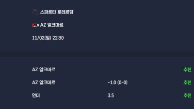 2025-11-02 [Eredivisie] 스파르타 로테르담 VS AZ 알크마르 분석