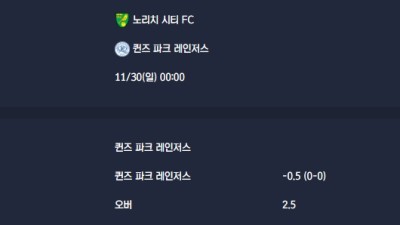 2025-11-30 [The Championship] 노리치 시티 FC VS 퀸즈 파크 레인저스 분석