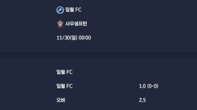 2025-11-30 [The Championship] 밀월 FC VS 사우샘프턴 분석