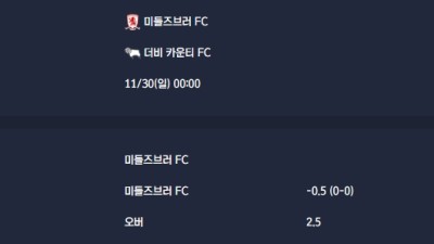 2025-11-30 [The Championship] 미들즈브러 FC VS 더비 카운티 FC 분석